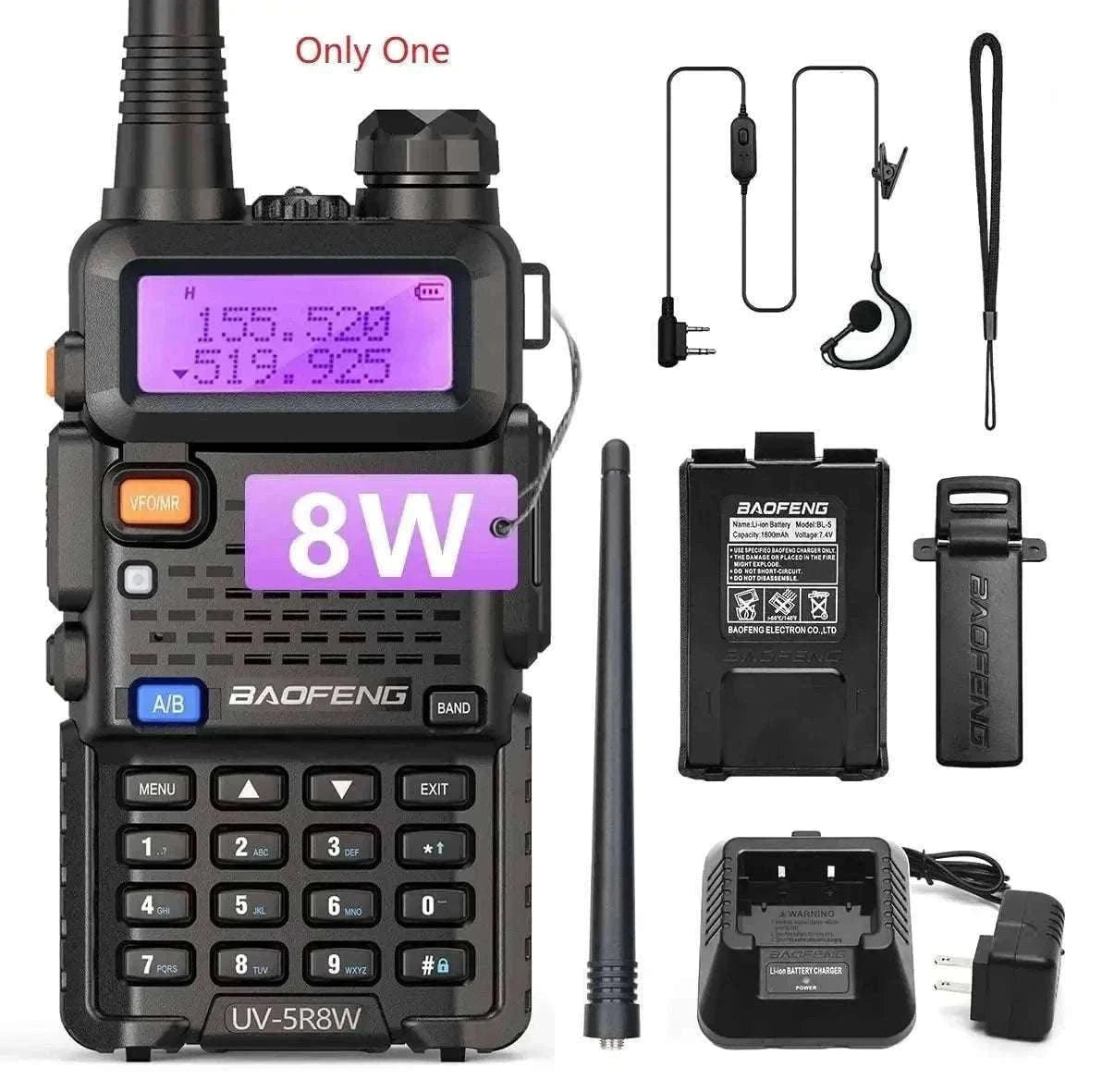 BaoFeng UV-5R 8W Dual-Band Walkie Talkie Radio-2X 8W-H-771-MIC-C / US