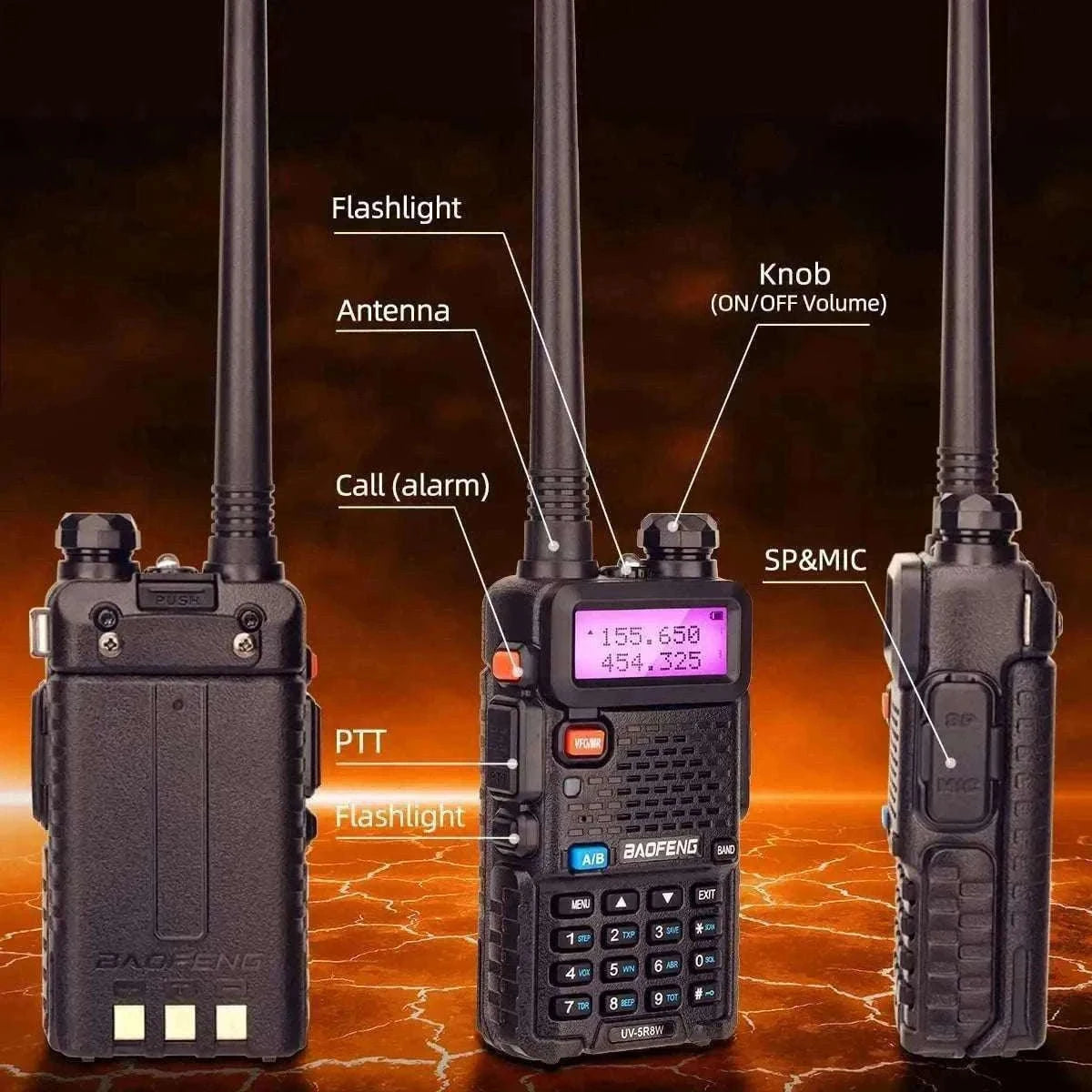 BaoFeng UV-5R 8W Dual-Band Walkie Talkie Radio-2X 8W-H-771-MIC-C / US