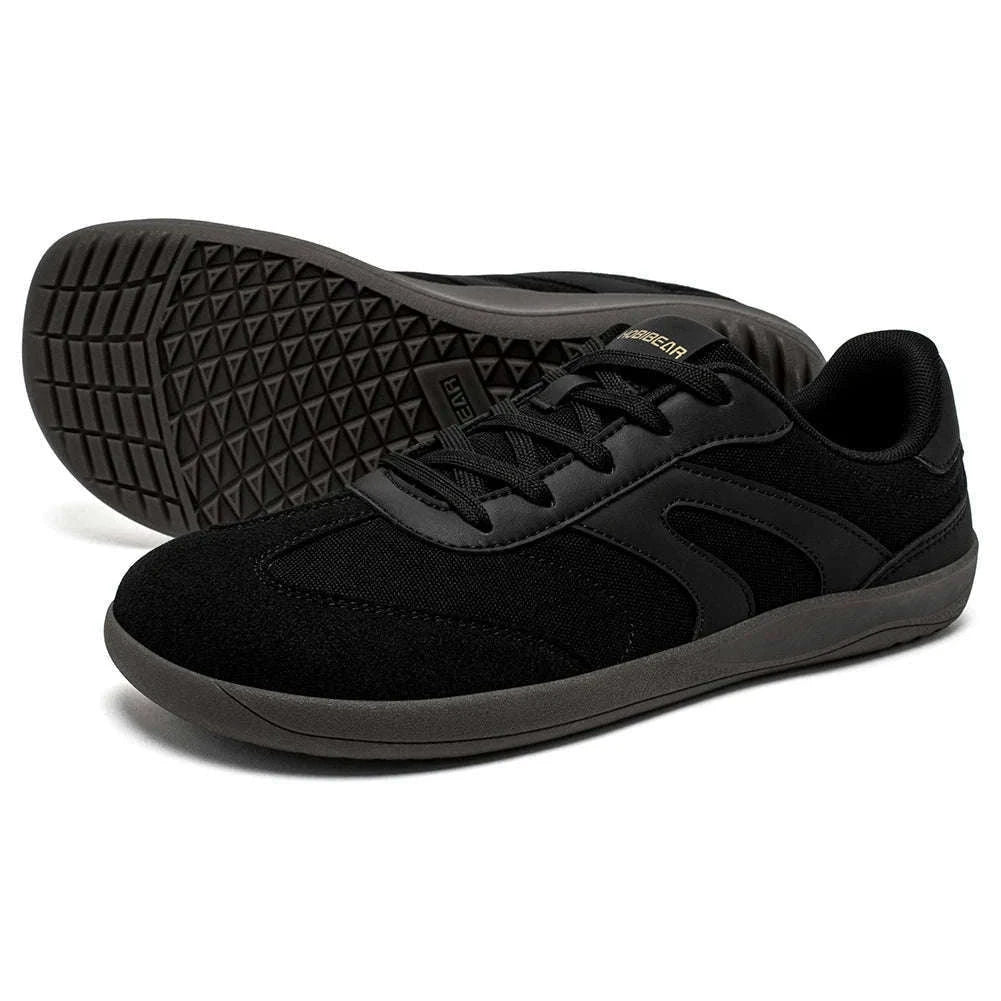 Barefoot Wide Toe Sneakers Unisex Zero Drop Minimalist Canvas Shoes-Black / 38