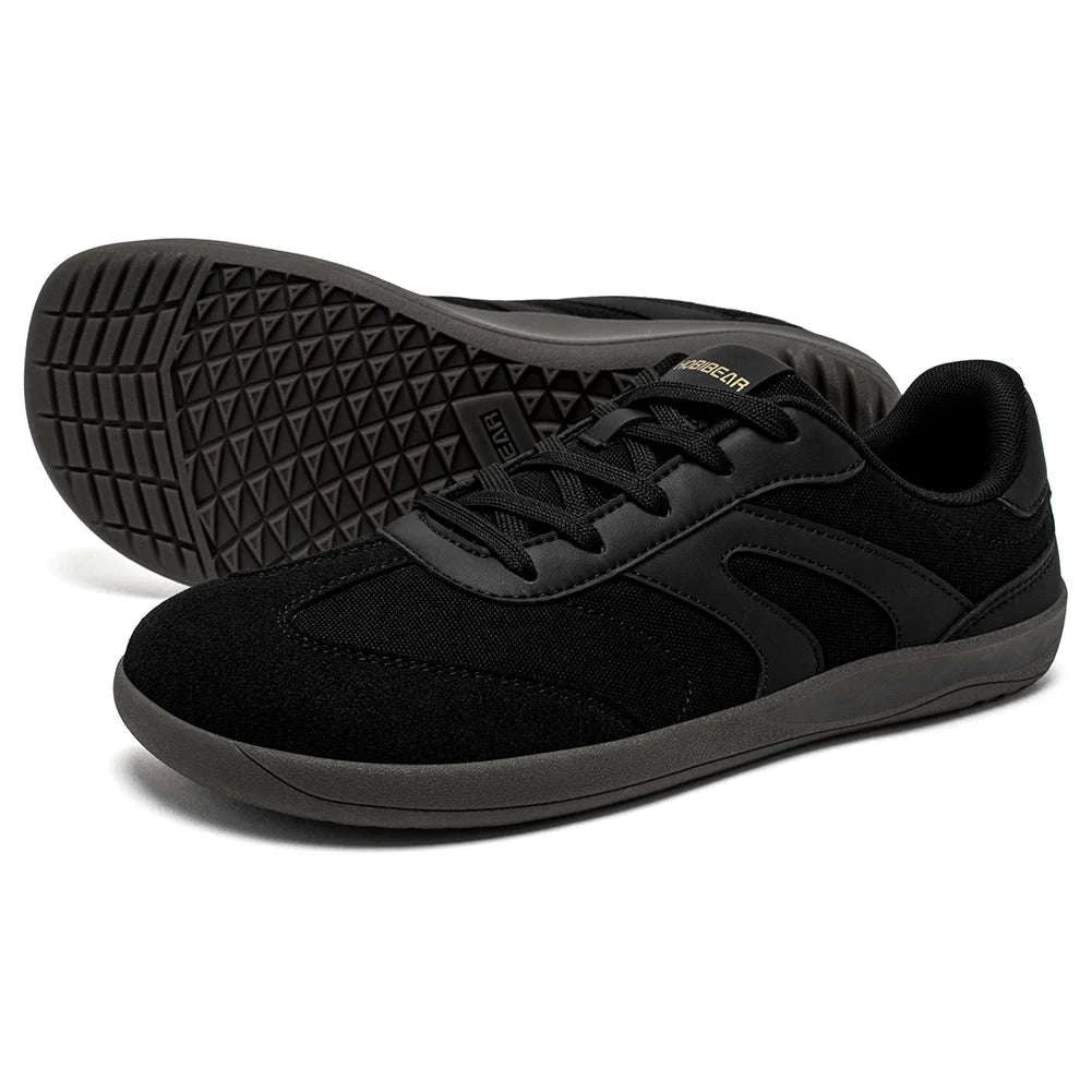 Barefoot Wide Toe Sneakers Unisex Zero Drop Minimalist Canvas Shoes-Black / 38