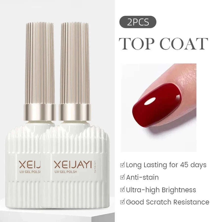 Base Coat & Top Coat Nail Reinforcement Gel for Lasting Shine-2set Base Coat