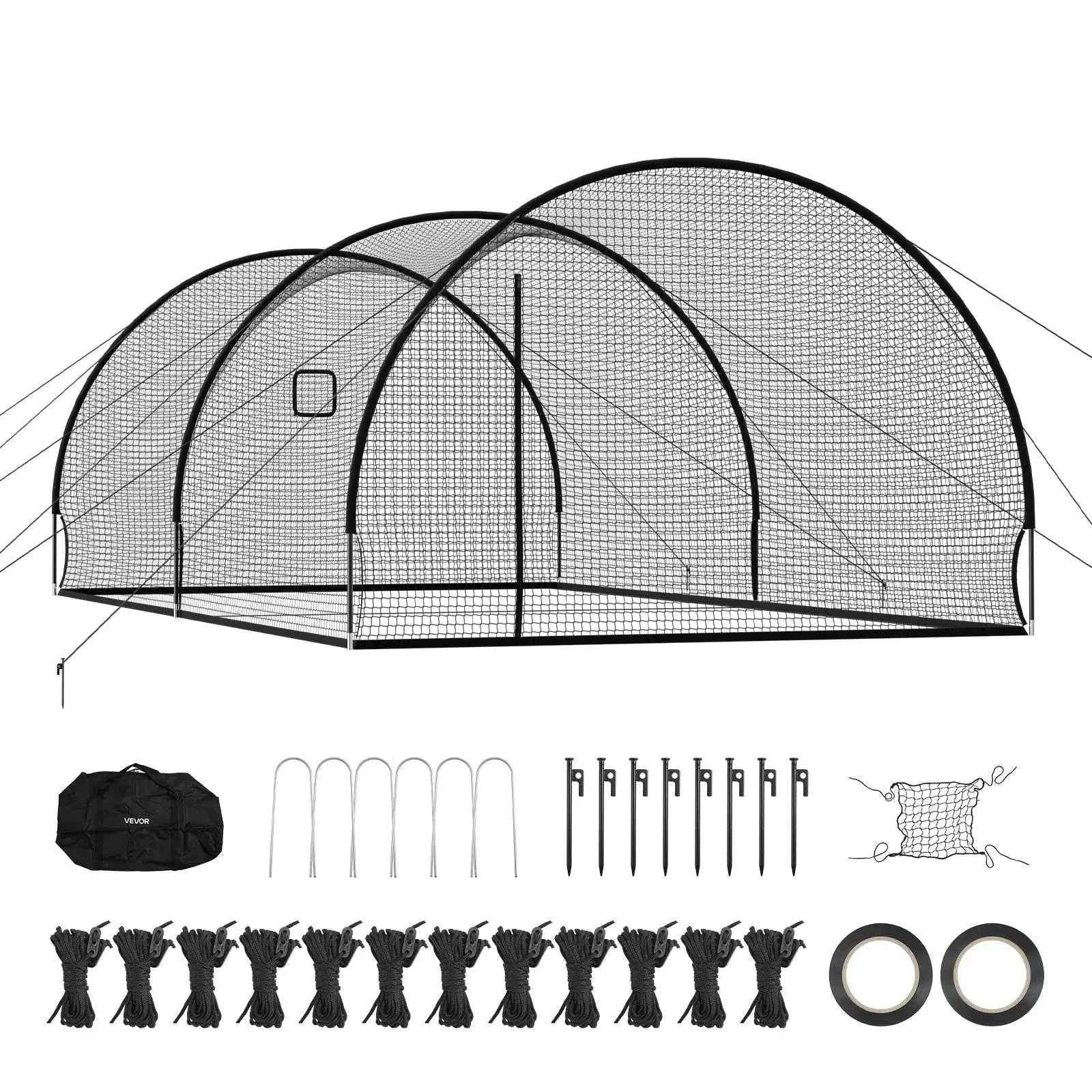Baseball Batting Cage with Knotless Polyester Netting and Pitching Machine Opening-22ft / United States