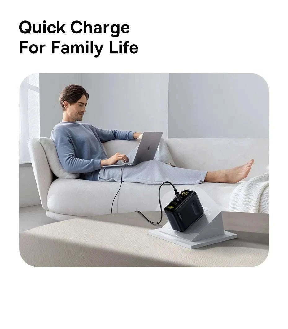 Baseus 100W GaN Fast Charger with Display 3-Port USB-C USB-A-EU Plug Black / China Mainland