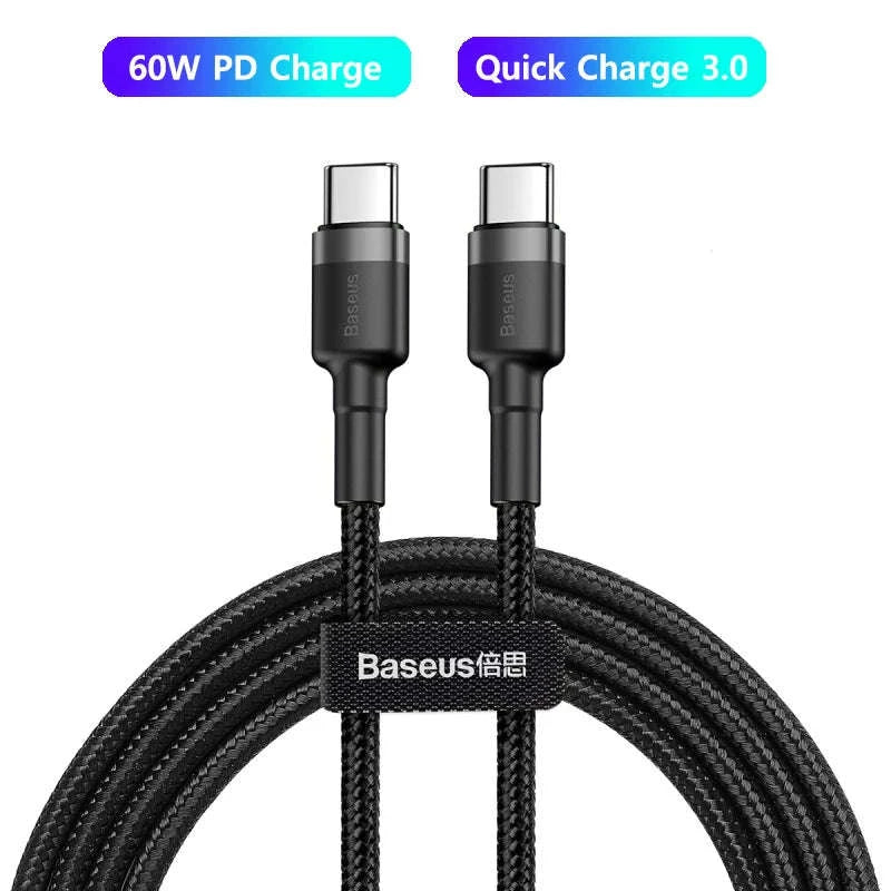 Baseus 100W USB C to USB C Cable for Fast Charging-60W Gray Black / 1m