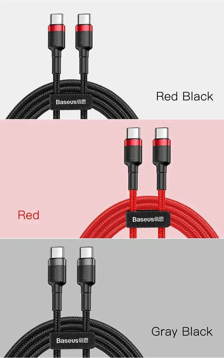 Baseus 100W USB-C to USB-C Fast Charging Cable-100W Red Black / 1m