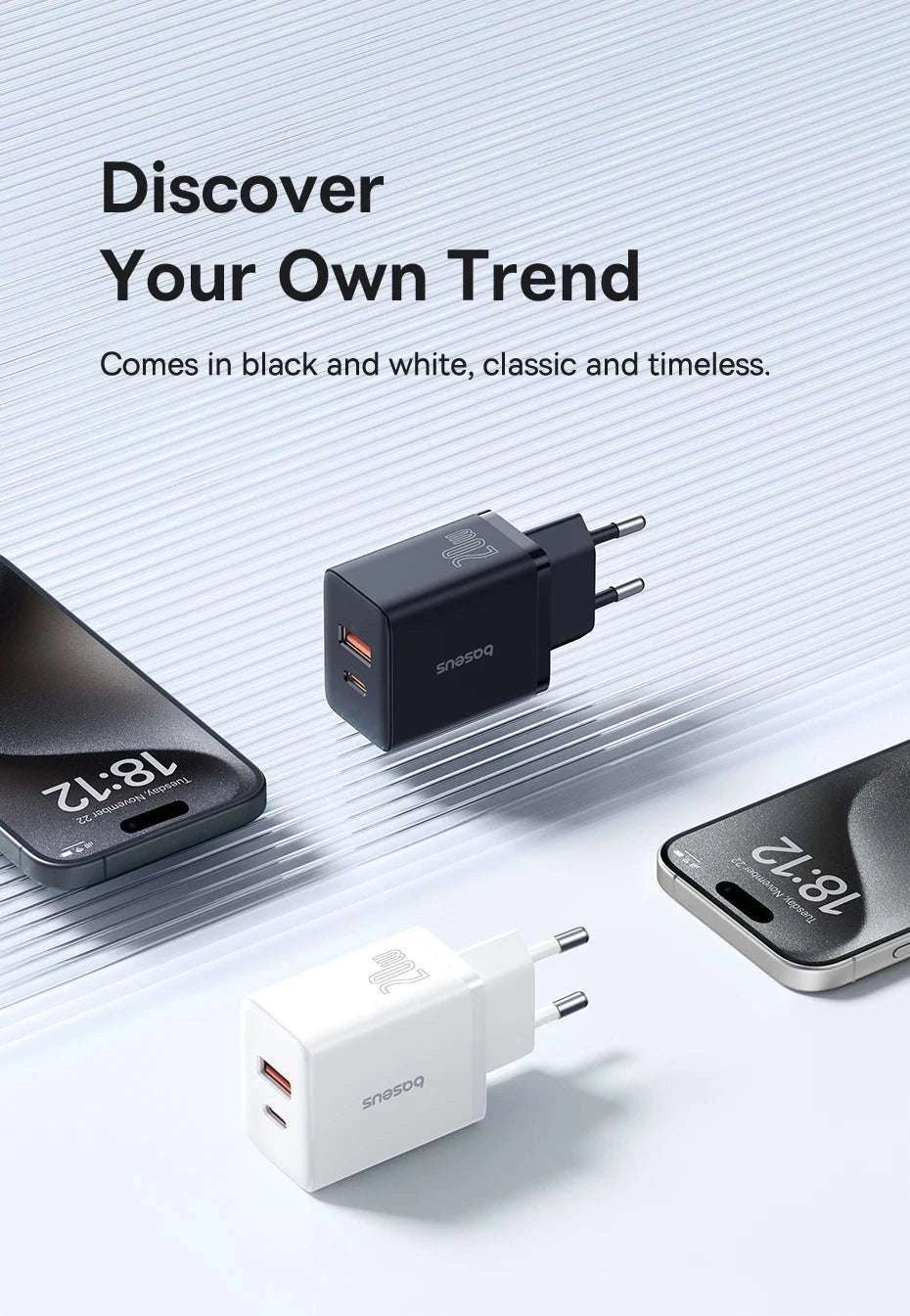 Baseus 20W USB Charger with Dual Fast-Charging Ports-20W EU Plug White