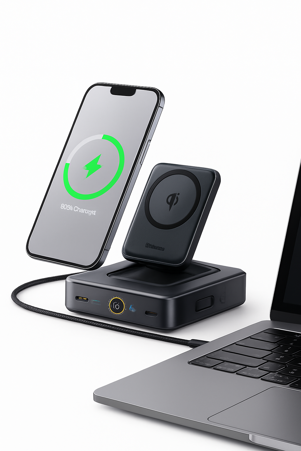 245W 6-in-1 Desktop Charger with Qi2 Wireless & 100W Retractable USB-C