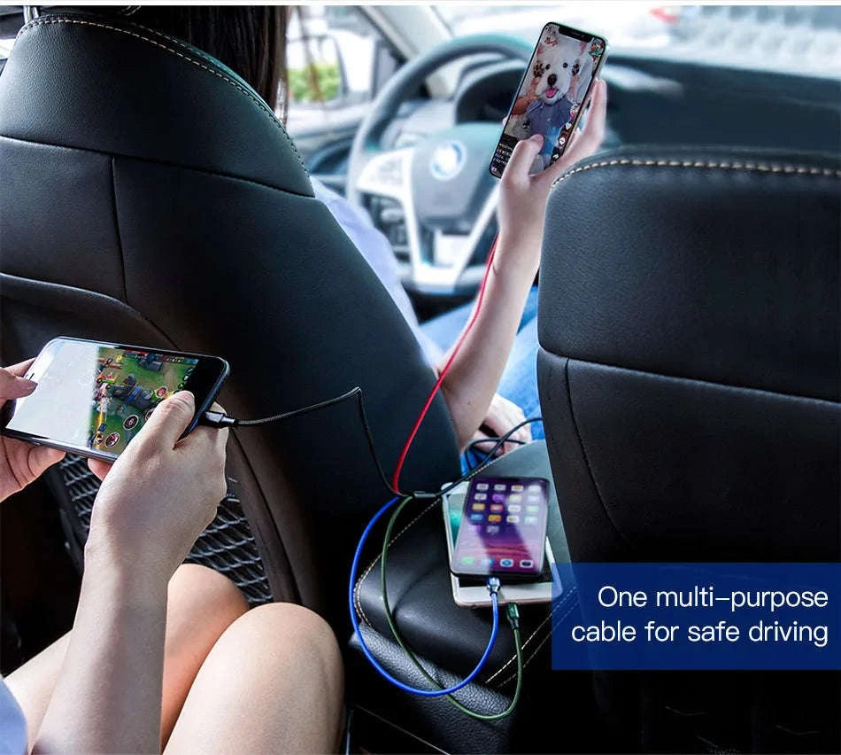 Baseus 3-in-1 USB Charging Cable for Multi‑Device Use-2 iP 120cm