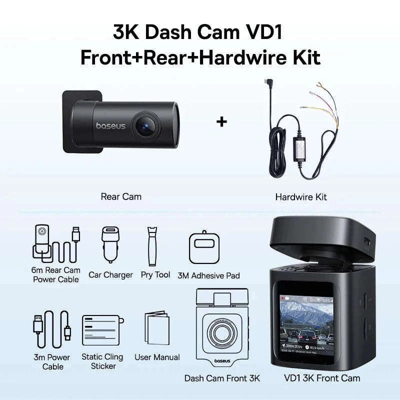 Baseus 3K Front and Rear Dash Cam for Safer Driving-Front n Rear n HW / CHINA / None