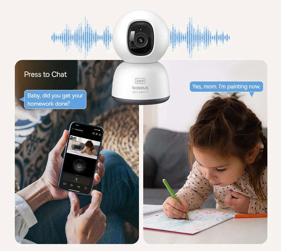 Baseus 3MP 2K Pan & Tilt Home Security Camera-UK Plug