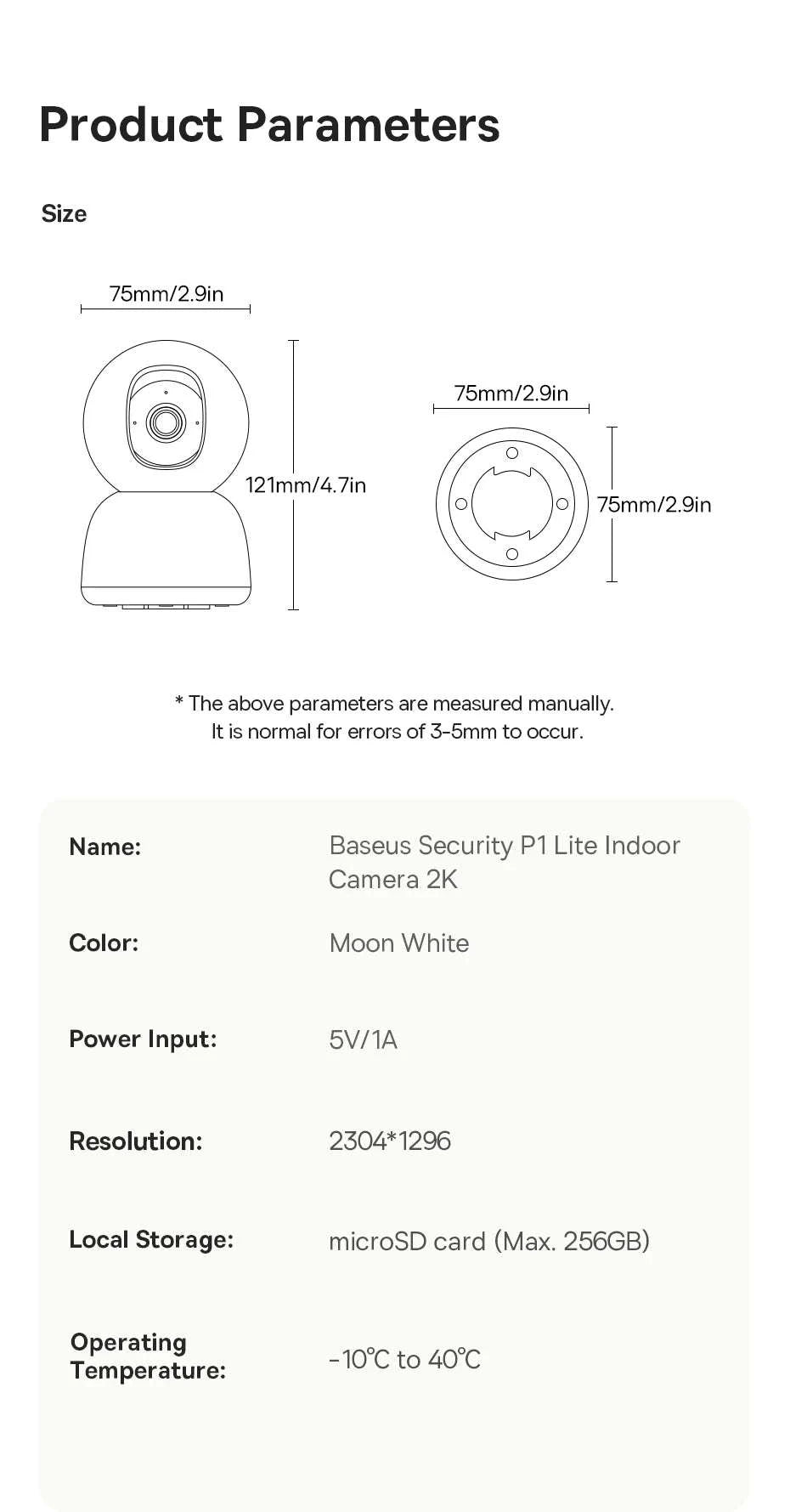 Baseus 3MP 2K Pan & Tilt Home Security Camera-UK Plug