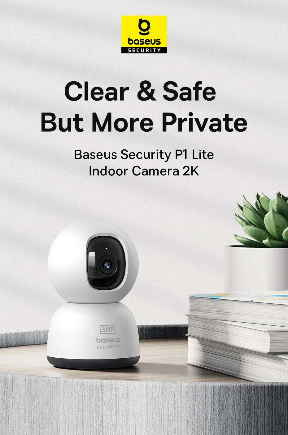 Baseus 3MP 2K Pan & Tilt Home Security Camera-UK Plug