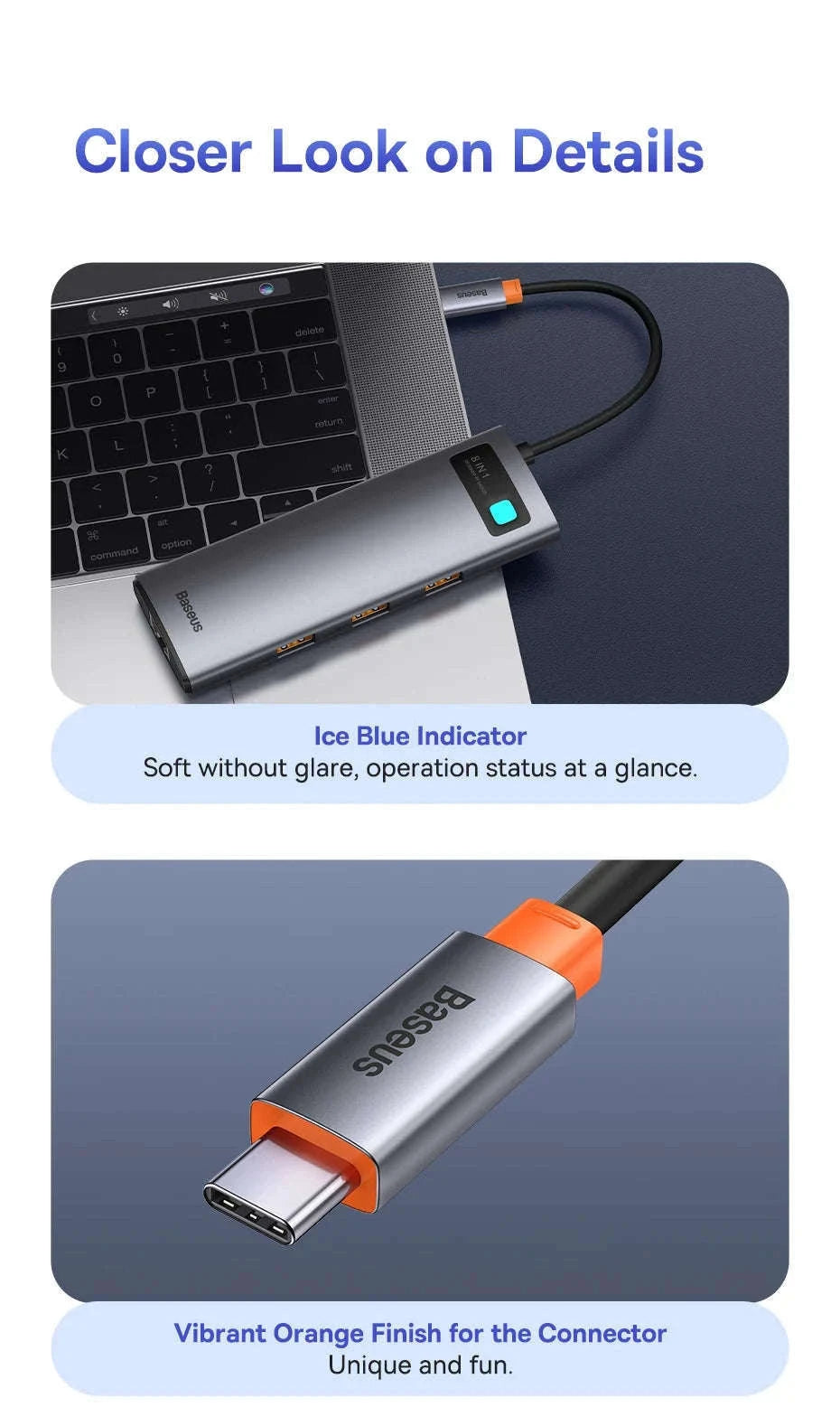 Baseus 4K 60Hz USB-C Hub with Ethernet and 100W PD-8-in-1 Hub