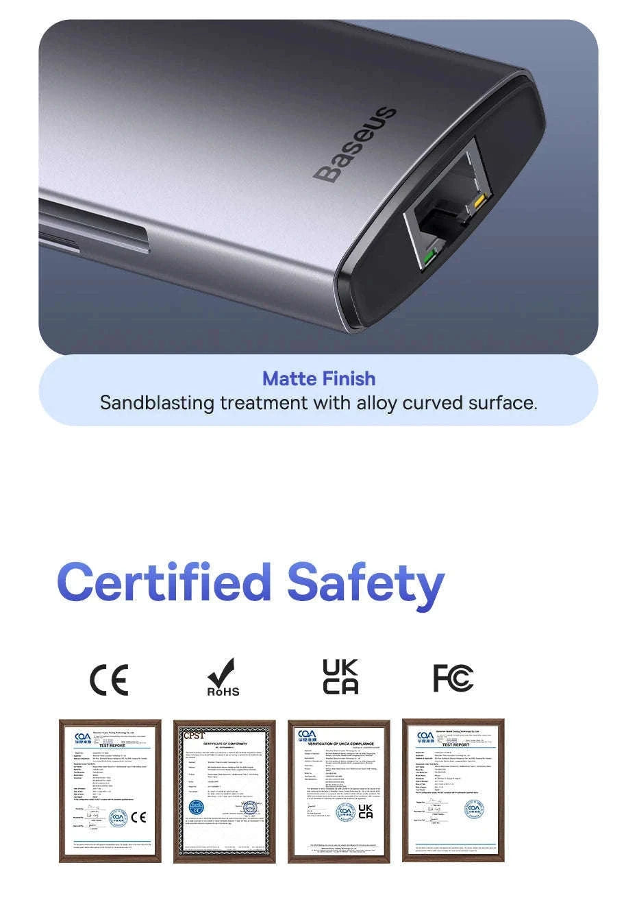 Baseus 4K 60Hz USB-C Hub with Ethernet and 100W PD-8-in-1 Hub