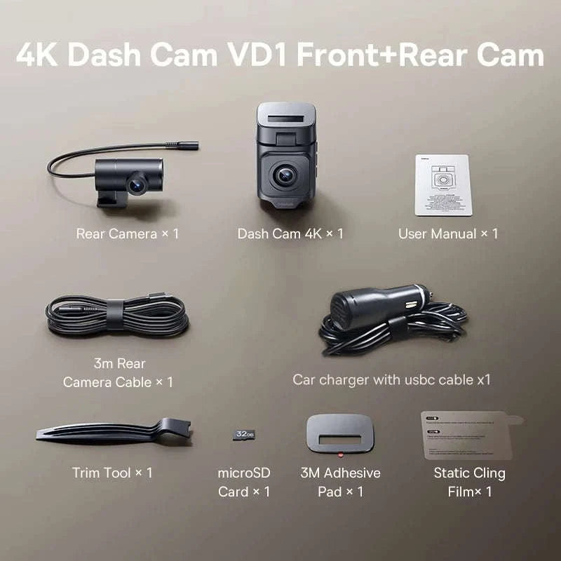 Baseus 4K Front and Rear Dash Cam with STARVIS Night Vision-Front n Rear / 32G / United States