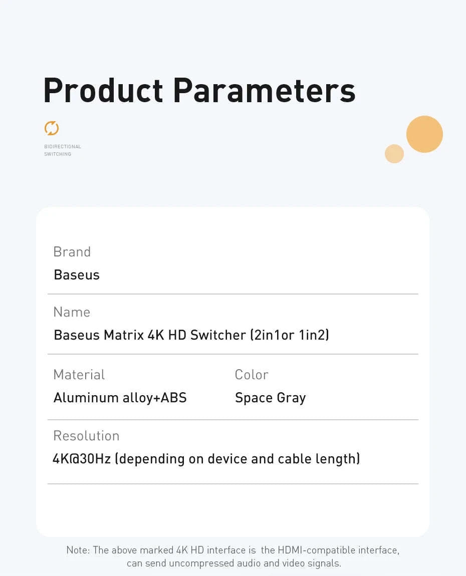 Baseus 4K HD Switch HDMI Adapter-HDMI-Switch