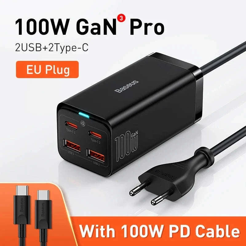 Baseus 65W/100W GaN Desktop Charger 4-Port Fast Charging Station-65W  EU  220V