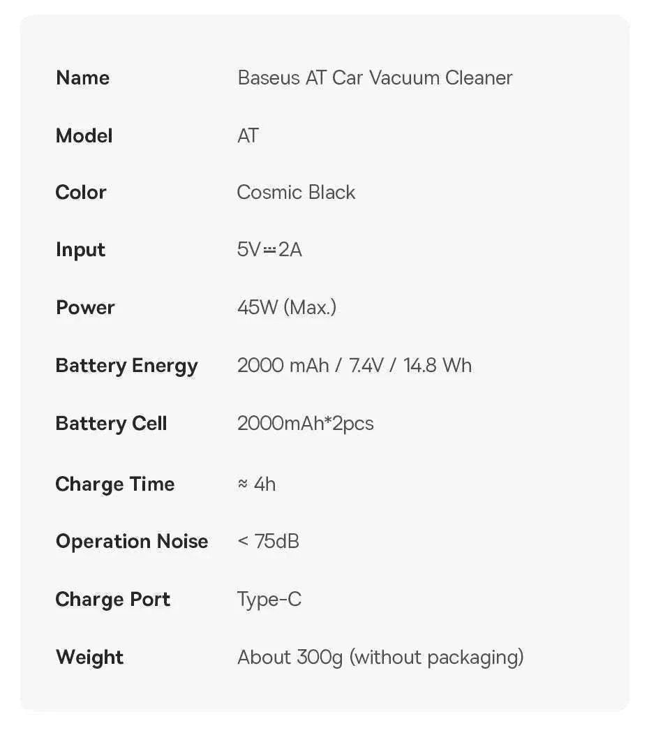 Baseus AT 4-in-1 Car Vacuum Cleaner-Black