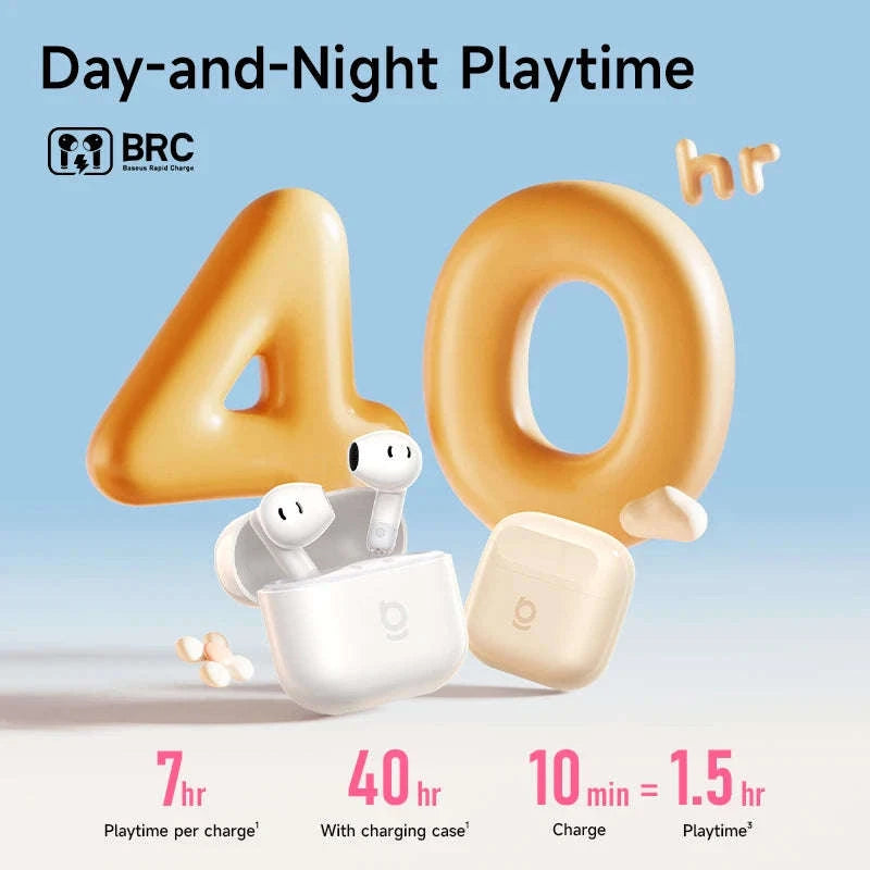 Baseus Bass BS2 Lite True Wireless Earbuds-Moon White