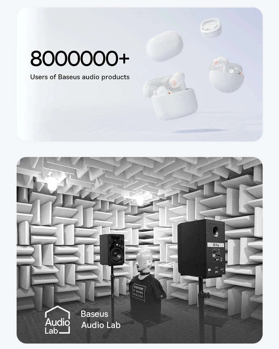 Baseus Bass EP10 NC Noise Cancelling Wireless Earbuds-White