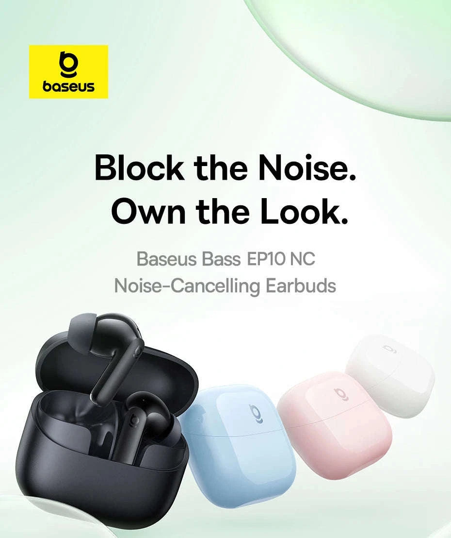 Baseus Bass EP10 NC Noise Cancelling Wireless Earbuds-White