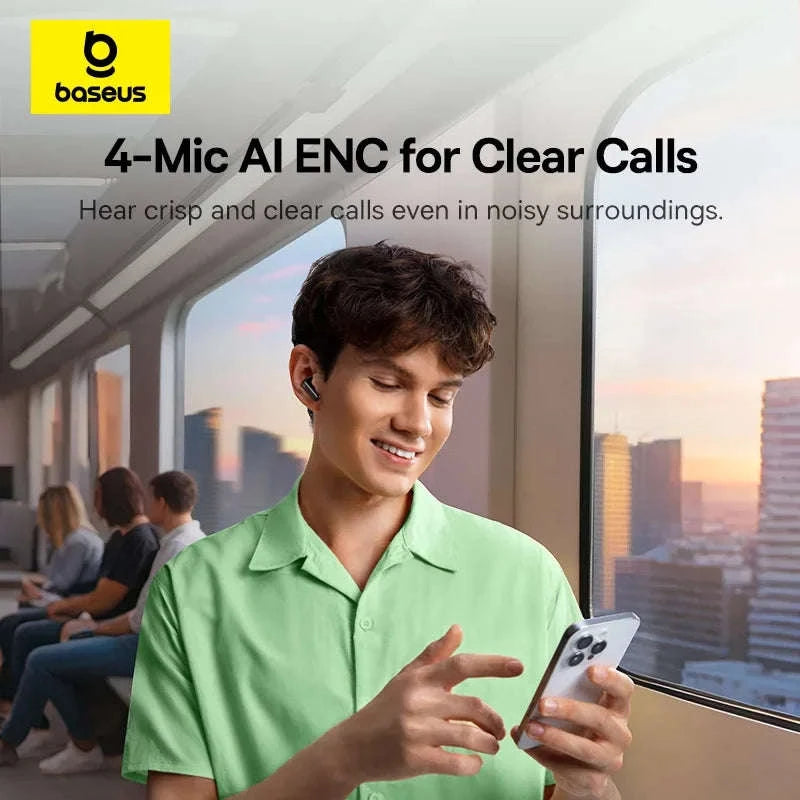 Baseus Bass EP10 NC Noise Cancelling Wireless Earbuds-White