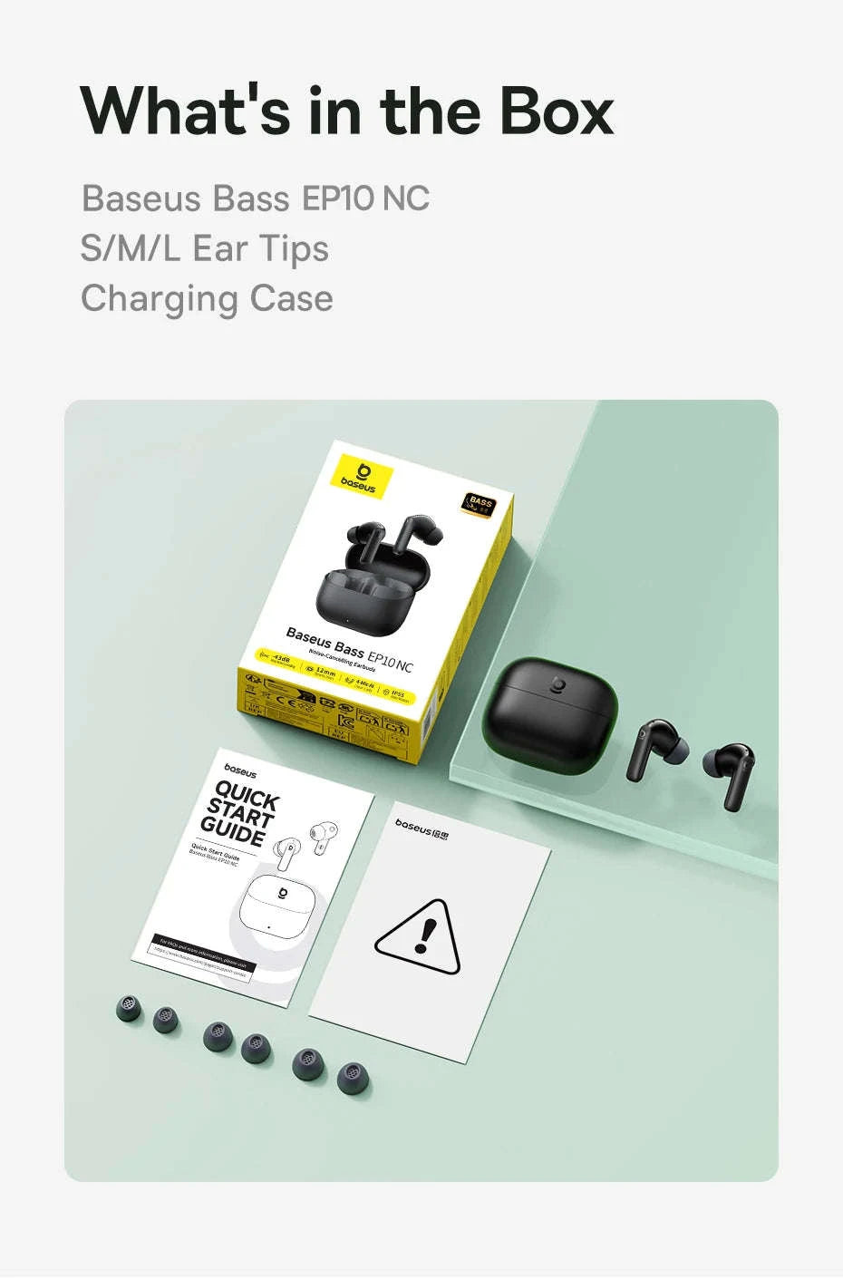 Baseus Bass EP10 NC Noise Cancelling Wireless Earbuds-White