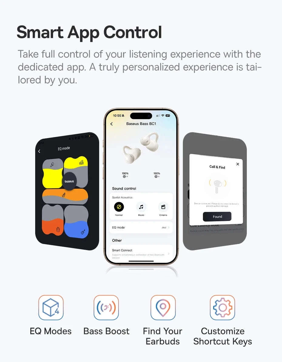 Baseus BC1 Open Ear Wireless Ear Clip Earbuds-Black