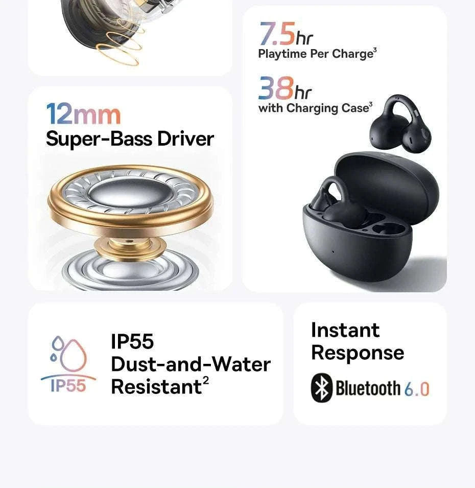 Baseus BC1 Open Ear Wireless Ear Clip Earbuds-Black