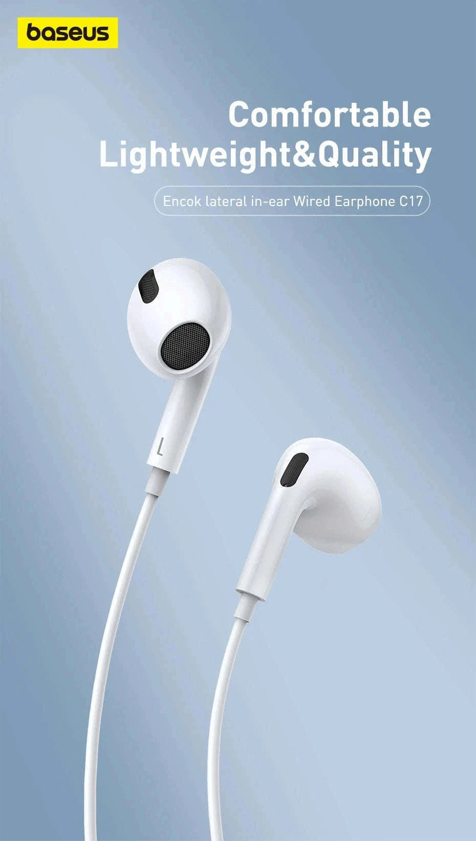 Baseus C17 Type-C Wired Earphones with Mic-White