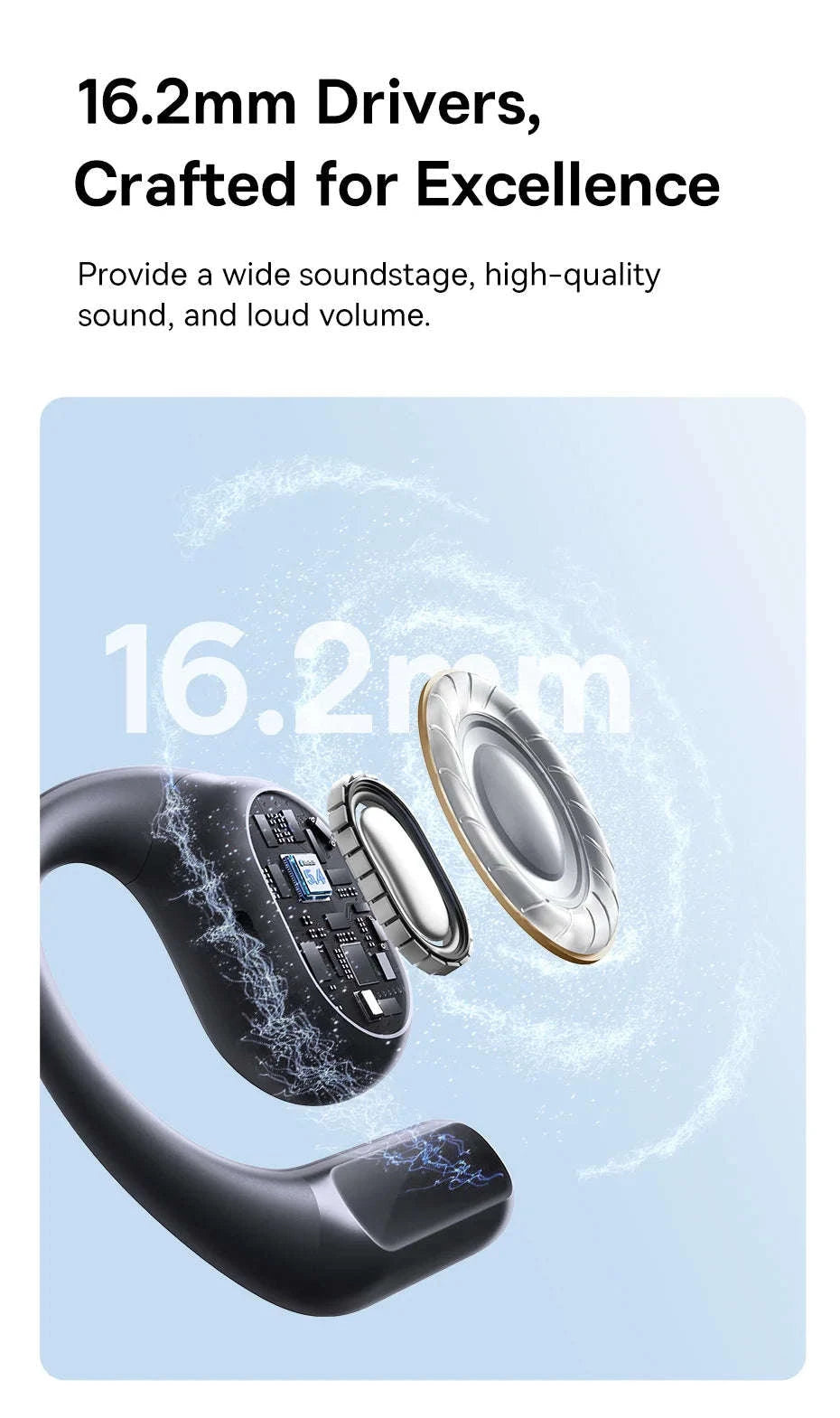 Baseus Eli 10i Fit Open-Ear Earphones Ear Hooks Wireless Bluetooth 5.4 Headphones IP54 Waterproof Air conduction Sports Earbuds-Black