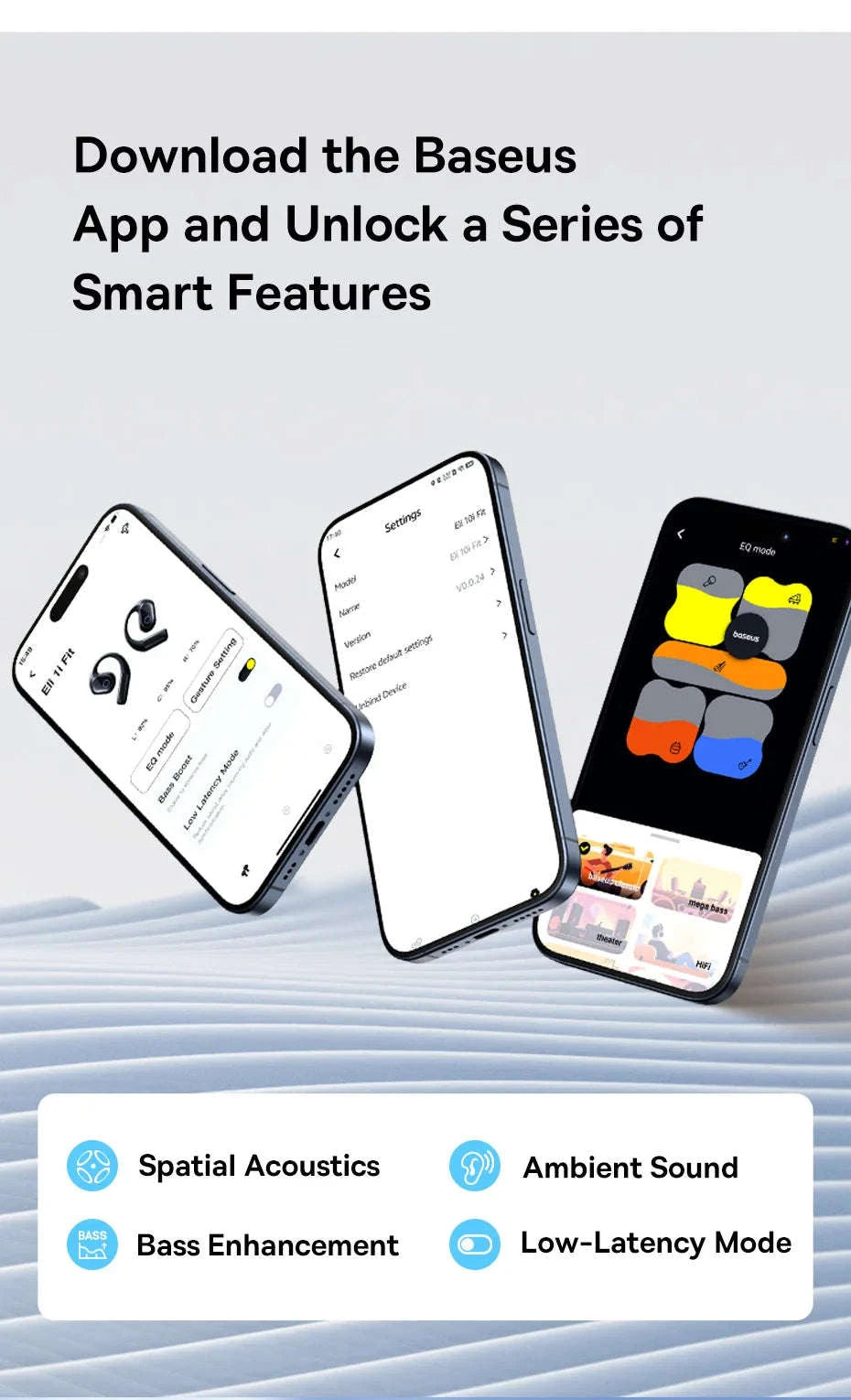 Baseus Eli 10i Fit Open-Ear Earphones Ear Hooks Wireless Bluetooth 5.4 Headphones IP54 Waterproof Air conduction Sports Earbuds-Black