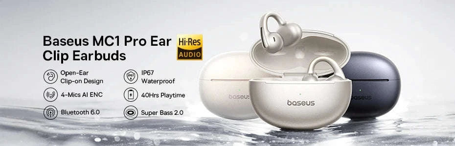 Baseus Eli 10i Fit Open-Ear Earphones Ear Hooks Wireless Bluetooth 5.4 Headphones IP54 Waterproof Air conduction Sports Earbuds-Black