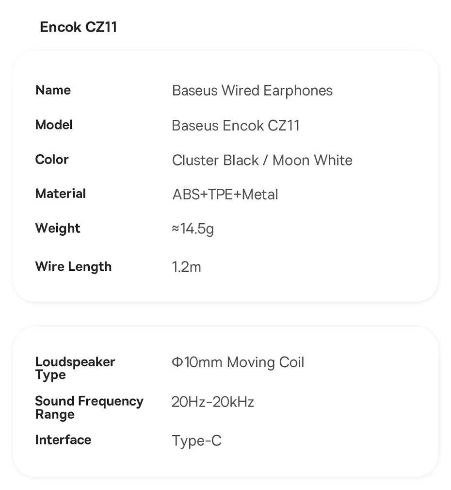 Baseus Encok CZ11/HZ11 Wired Earphones with Mic-CZ11 Cluster Black