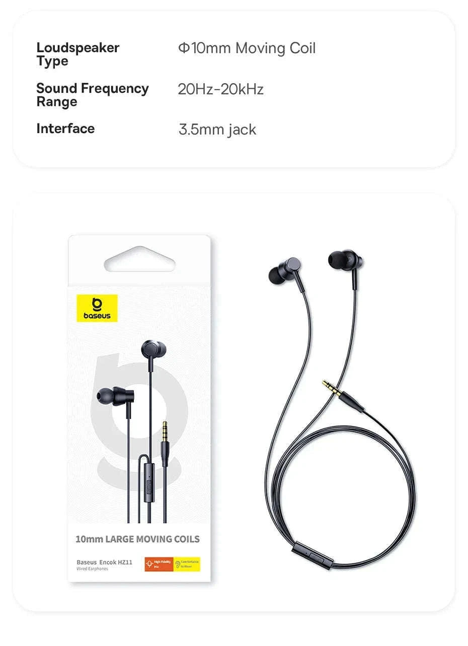 Baseus Encok CZ11/HZ11 Wired Earphones with Mic-CZ11 Cluster Black