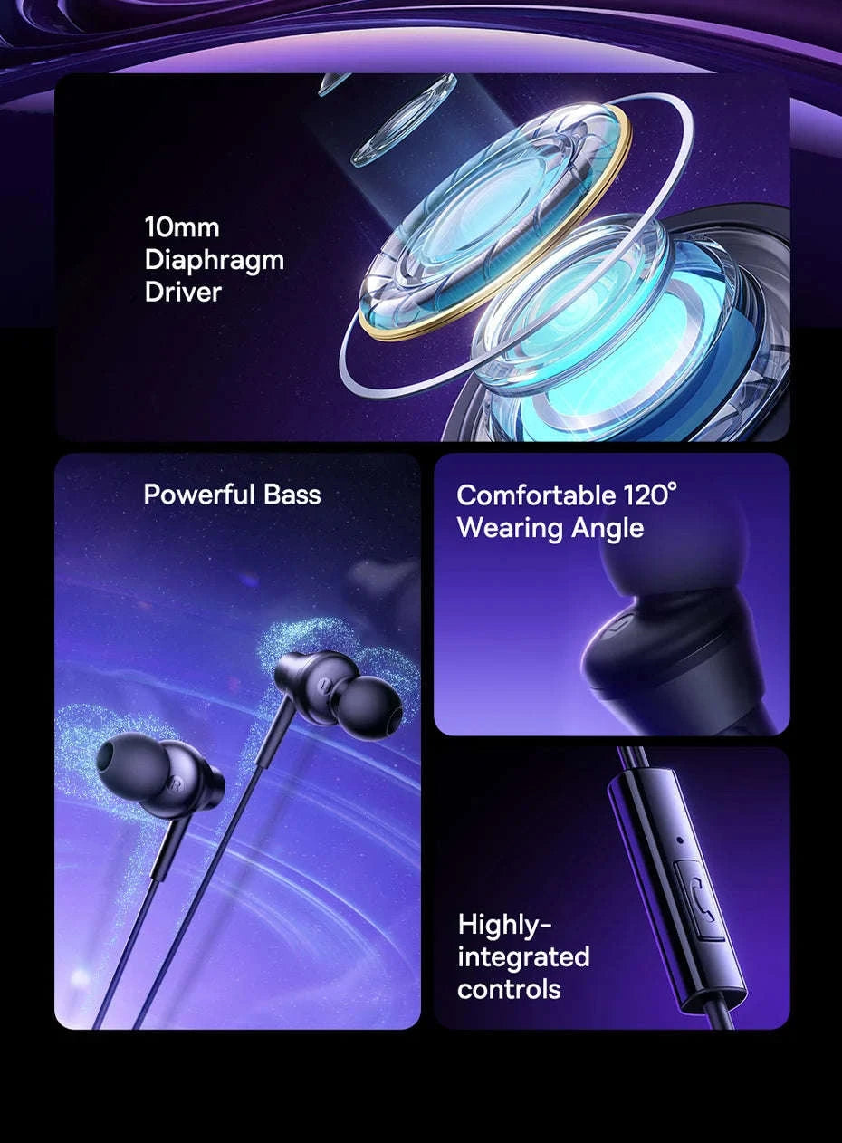 Baseus Encok CZ11/HZ11 Wired Earphones with Mic-CZ11 Cluster Black