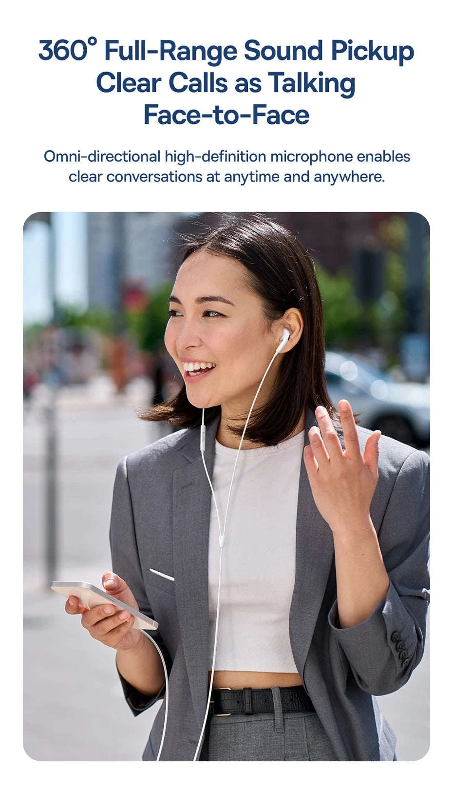 Baseus Encok CZ19 Type‑C Wired Earphones with Mic-WHITE