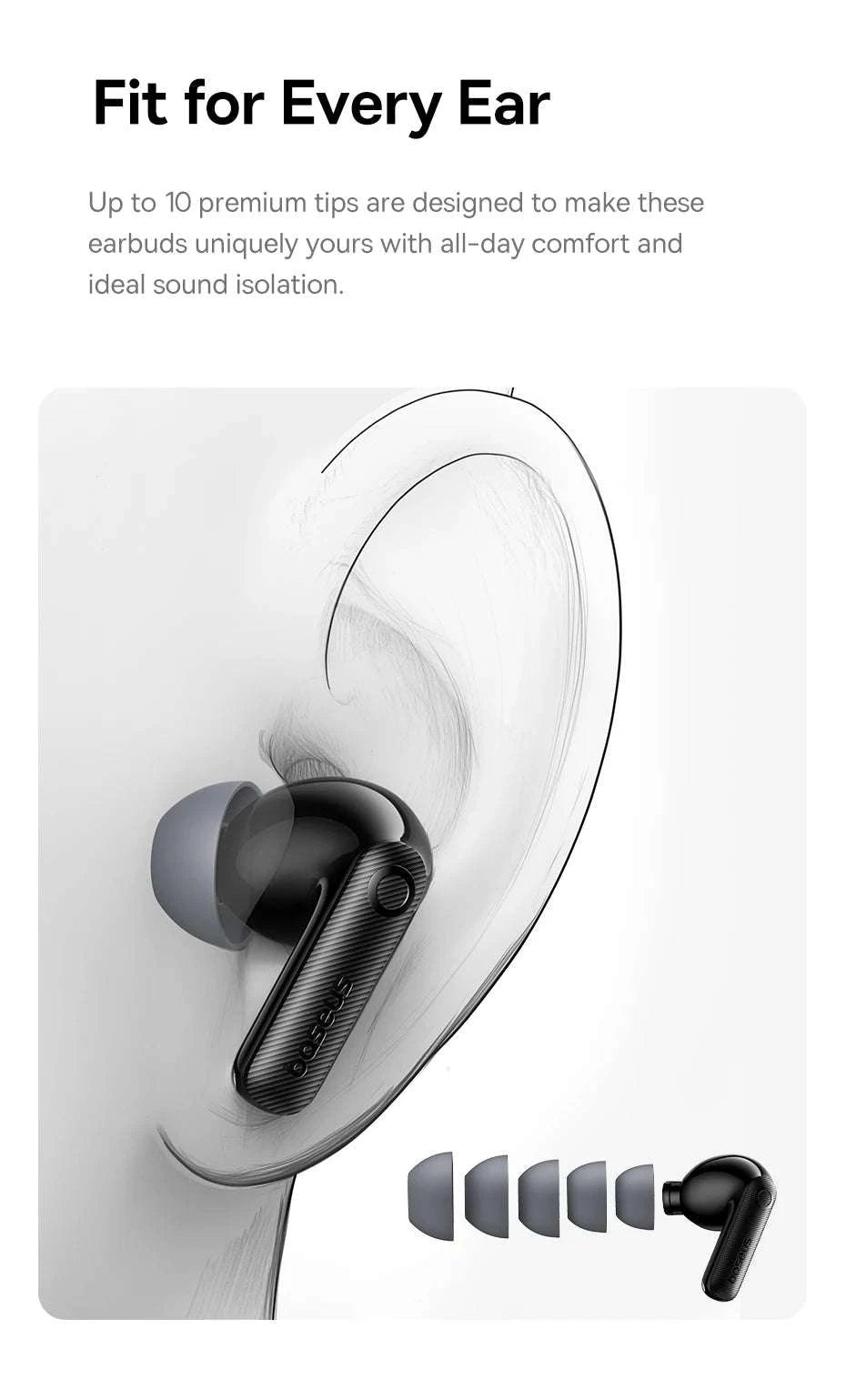 Baseus EP10 Pro ANC Wireless Earbuds with LDAC & 55H Battery-White
