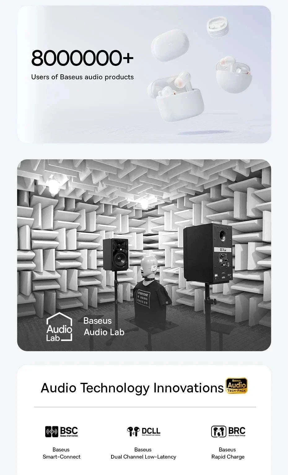 Baseus EP10 Pro ANC Wireless Earbuds with LDAC & 55H Battery-White