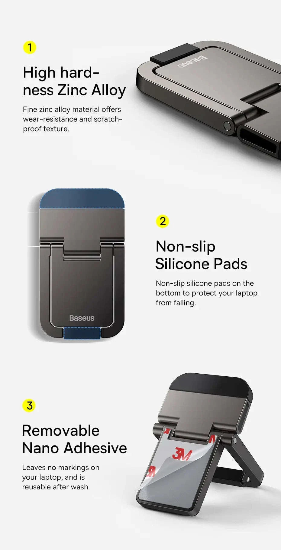 Baseus Foldable Laptop Stand Adjustable Cooling Riser-Grey
