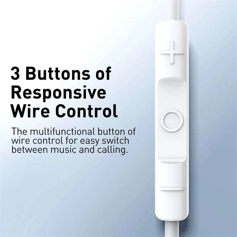 Baseus H17 3.5mm Wired Earphone with Microphone-3.5mm White