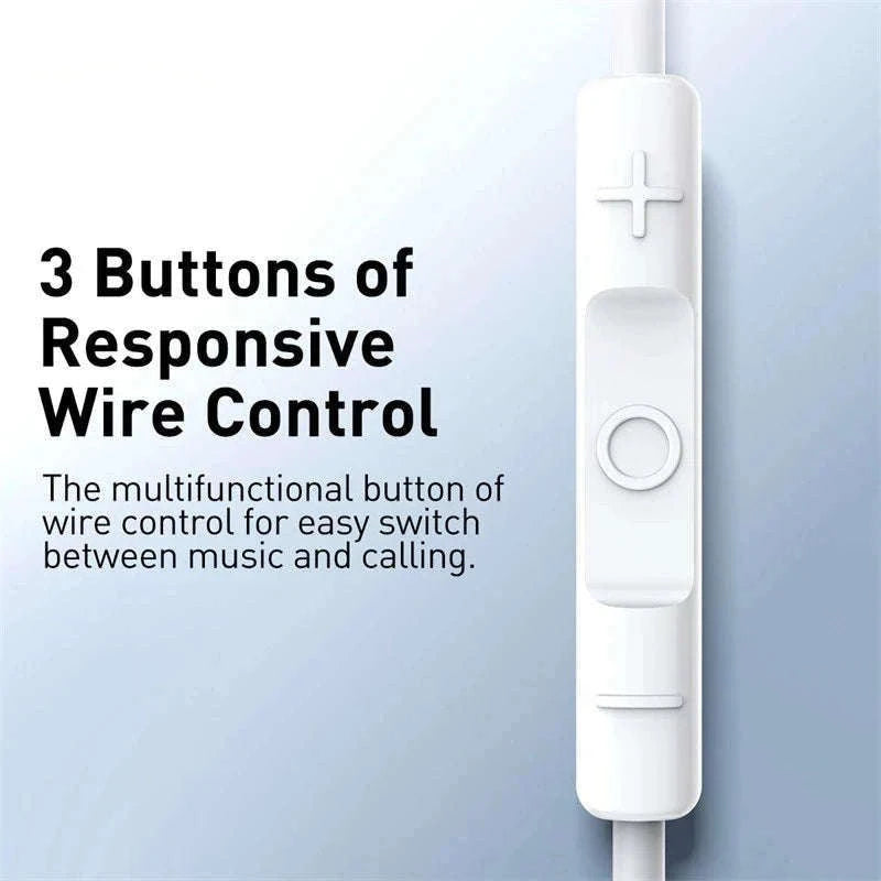 Baseus H17 3.5mm Wired Earphones with Microphone-3.5mm White