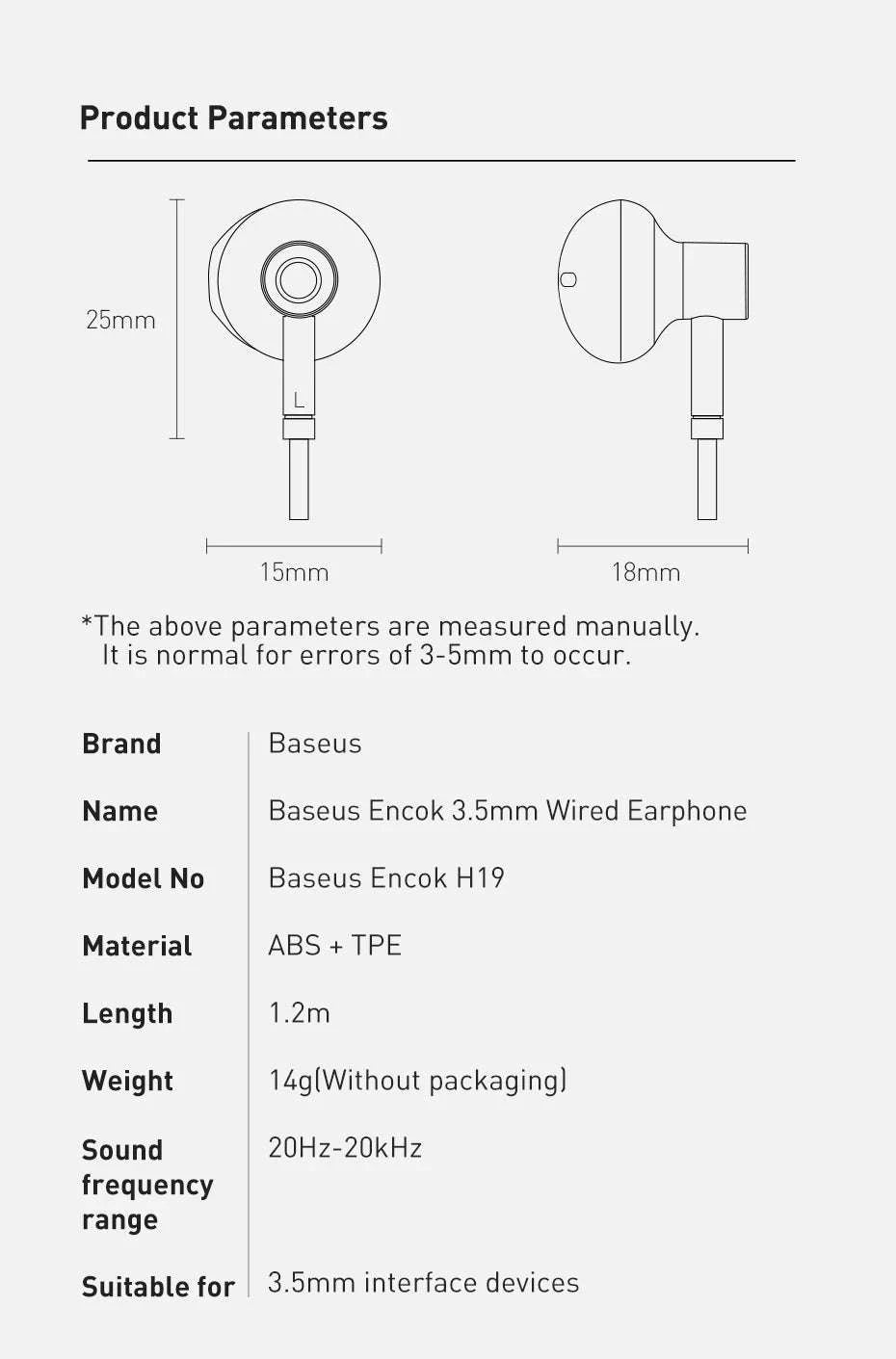 Baseus H19 Wired Earphones-Blue