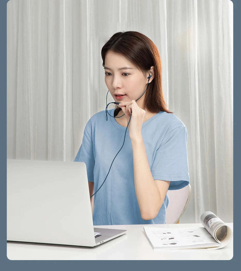 Baseus H19 Wired Earphones-Blue