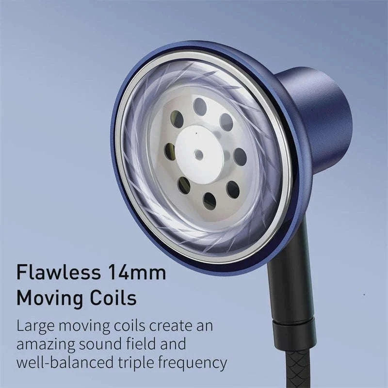 Baseus H19 Wired Earphones with Mic and 6D Stereo Bass-Blue