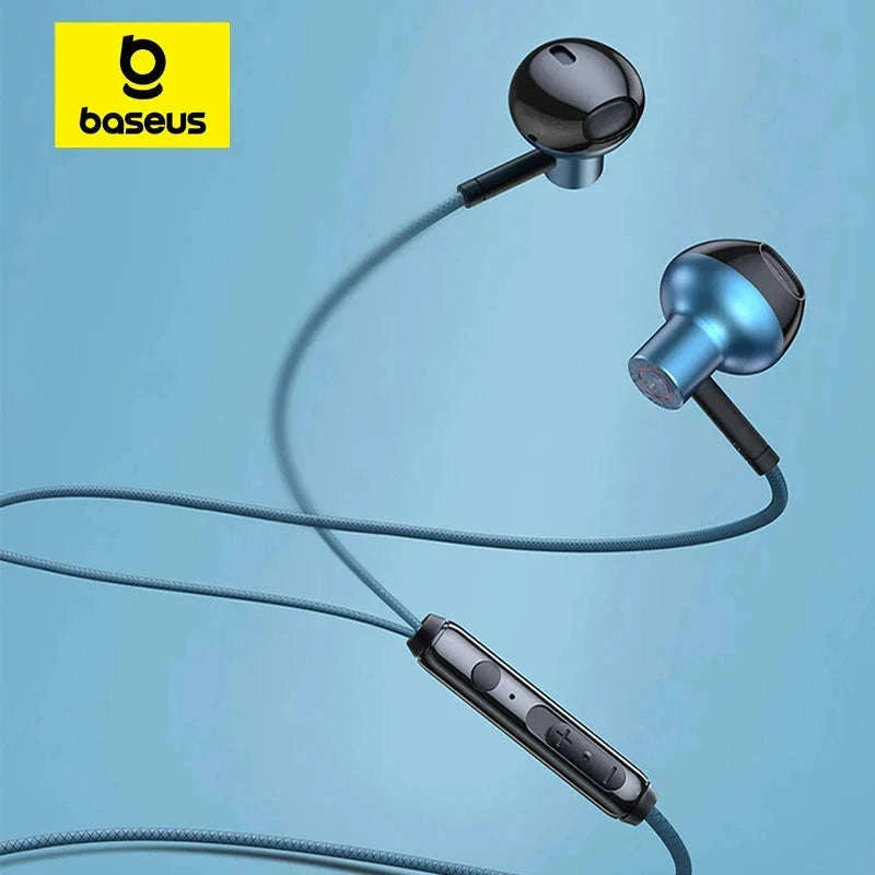 Baseus H19 Wired Earphones with Mic and 6D Stereo Bass-Blue
