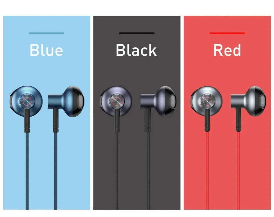 Baseus H19 Wired Earphones with Mic and 6D Stereo Bass-Blue