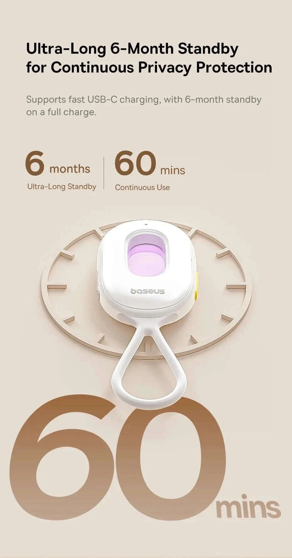 Baseus Heyo Series II Hidden Camera Detector – Dual Detection, Intrusion Alarm, Long Standby-Black / CHINA