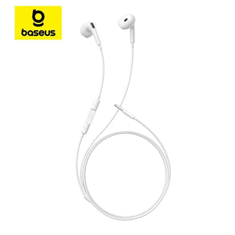 Baseus HZ19 Wired Earphones 3.5mm Semi-In-Ear Headphones-White