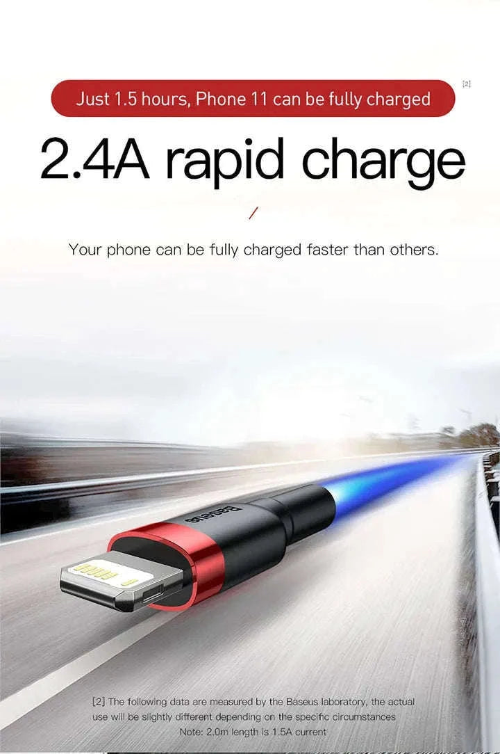 Baseus iPhone Fast Charging Cable with Braided Strength-Grey / 1m